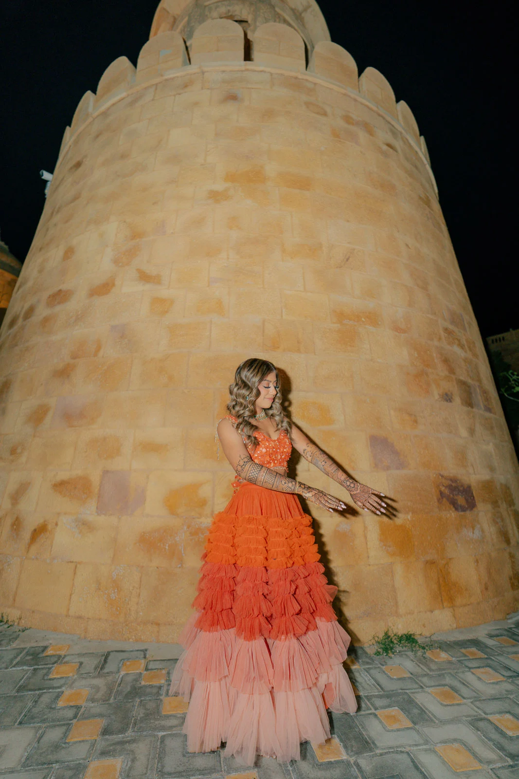 A Bride Beneath the Ancient Stone Arch