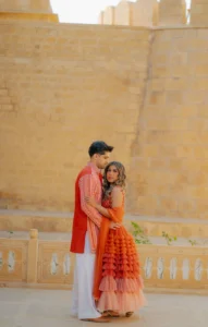 A Bride Walking Through the Golden Courtyard