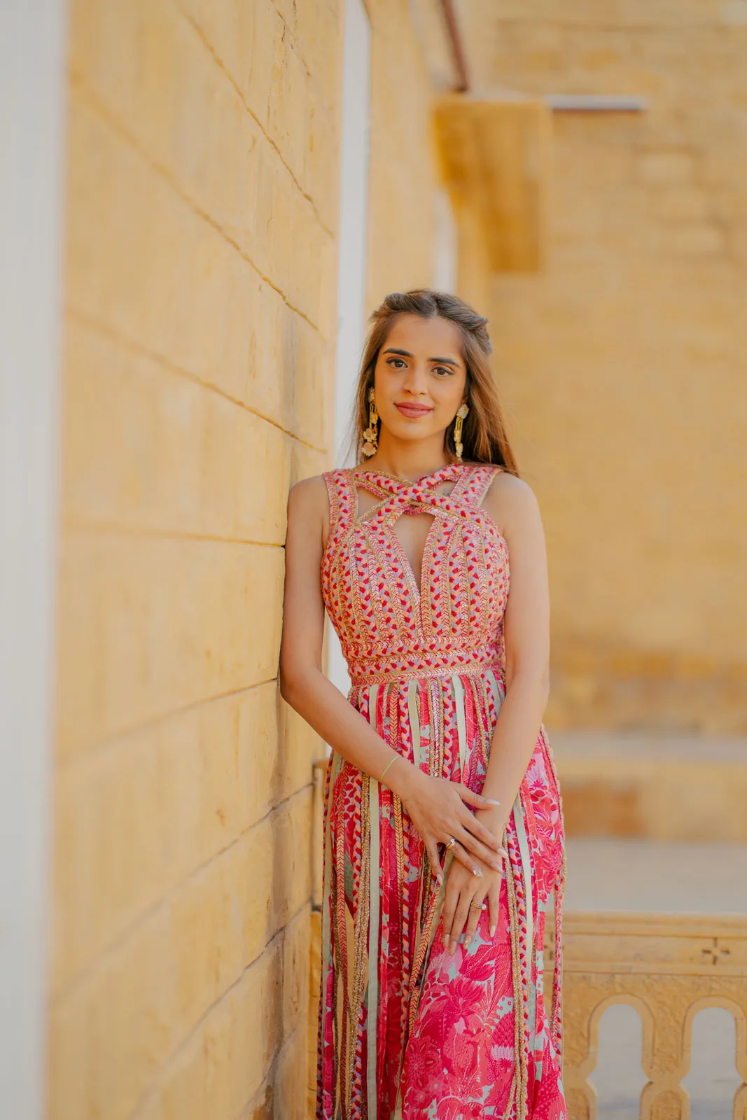 A Graceful Bridal Moment in the Courtyard