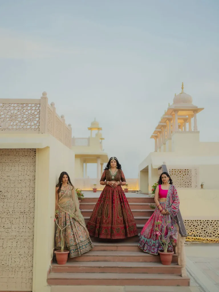 A Grand Bridal Entrance with Her Bridesmaids
