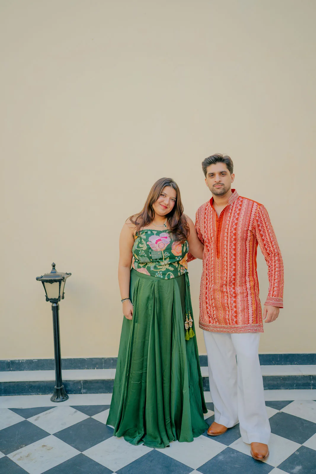 An Elegant Couple Portrait in Green & Red