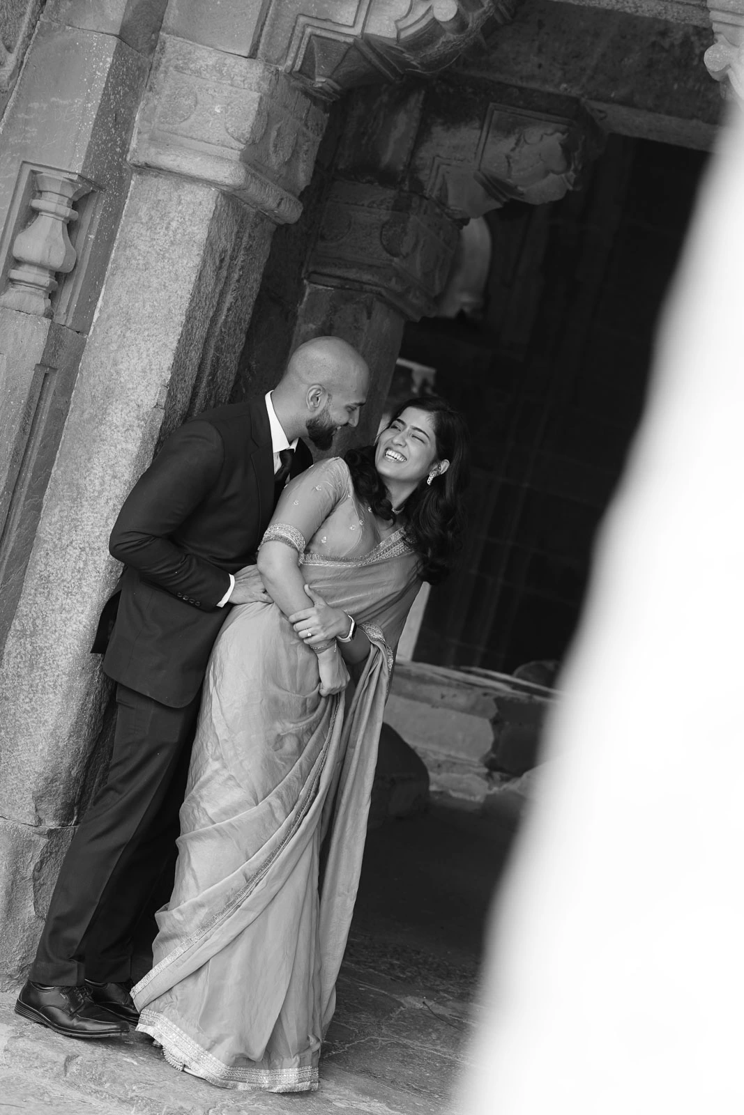 Artistic Black and White Pre-Wedding Portrait in Delhi