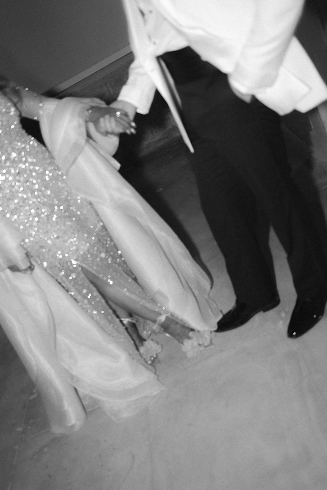Black and White Detail of the Bride’s Outfit