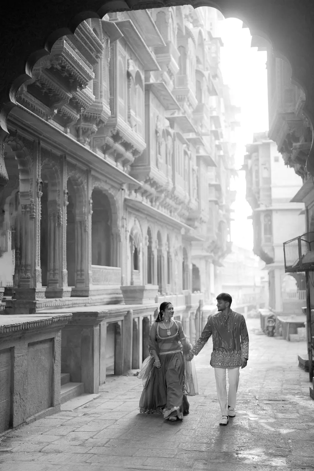 Black and White Heritage Portrait in Jaisalmer