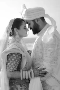 Black and White Wedding Couple Portrait