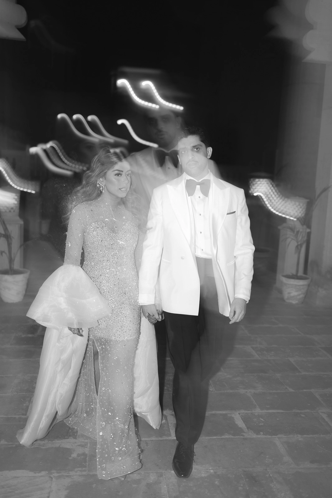 Black and White Wedding Couple Portrait