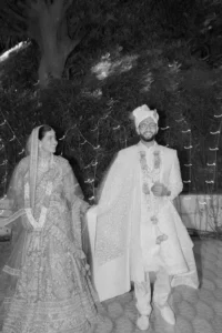 Black and White Wedding Couple Portrait