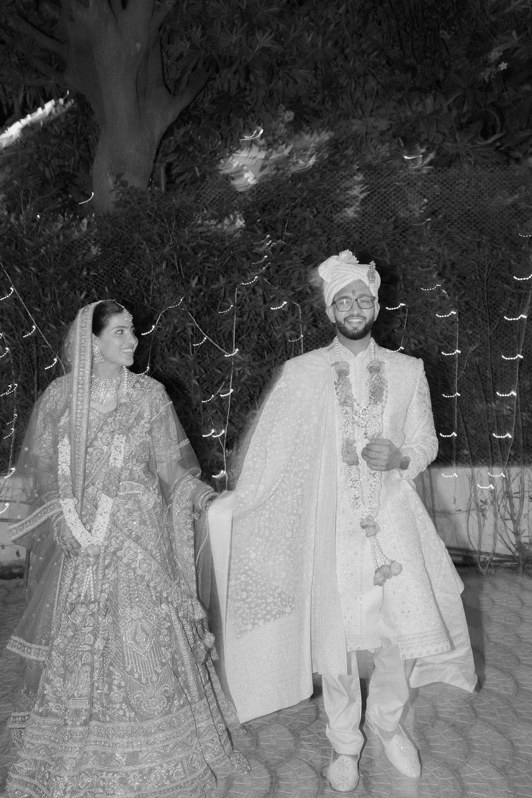 Black and White Wedding Couple Portrait