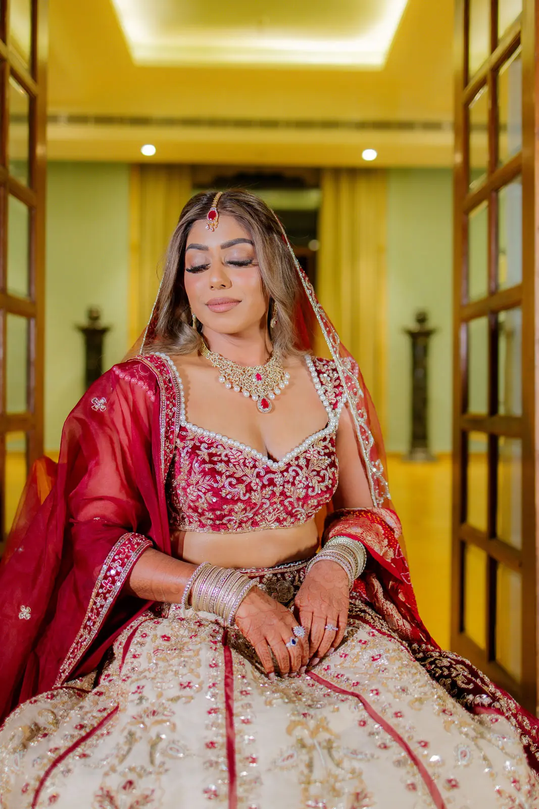 Bridal Beauty Through the Palace Doorway