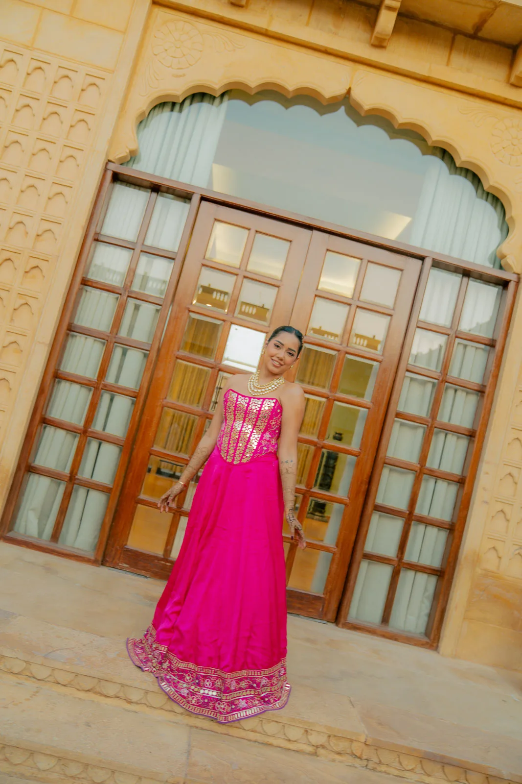 Bridal Portrait Framed by a Golden Door