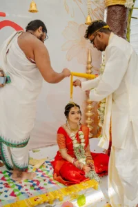 Bride & Groom During Traditional Wedding Ritual