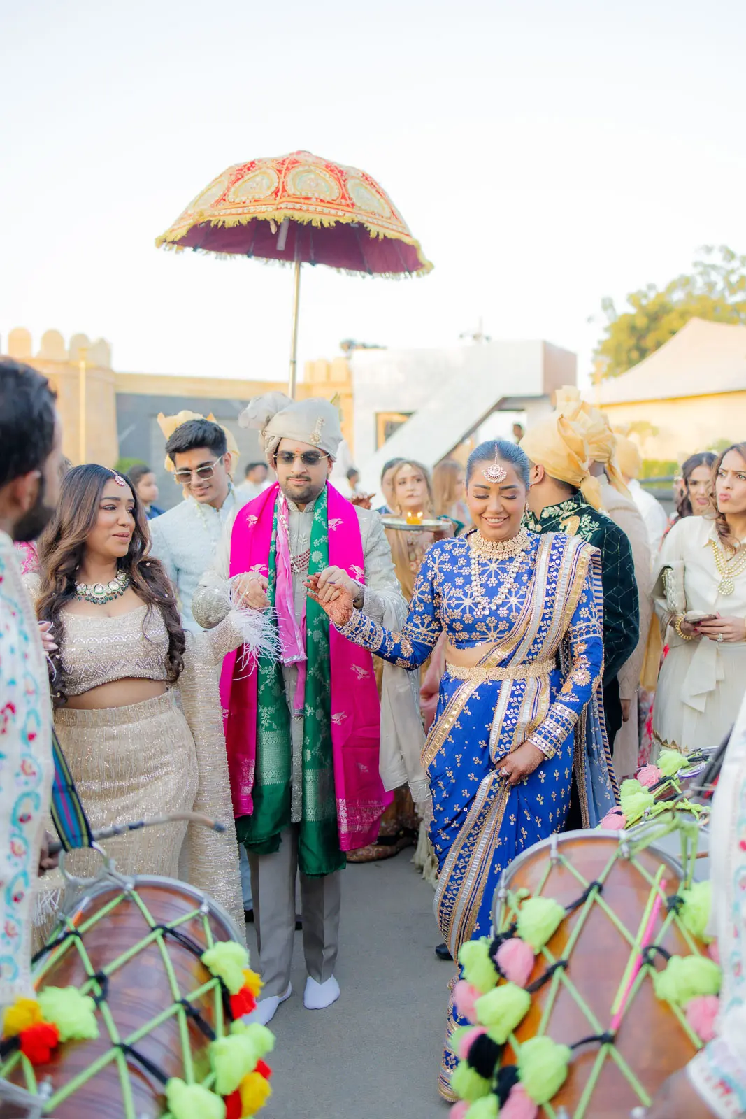 Bride Portrait Beneath a Traditional Umbrella