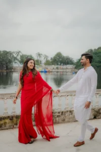 Bride Portrait in Red Dress – Udaipur Pre Wedding Shoot