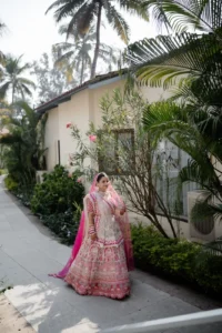 Bride Walking Through Goa Wedding Venue