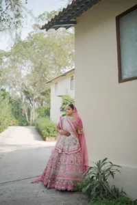 Bride Walking Through Wedding Venue
