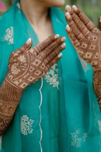 Bride Wearing Traditional Turquoise Bangles
