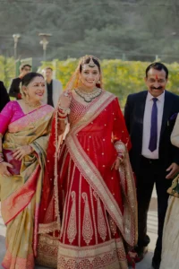 Bride and Groom Candid Portrait During Indian Wedding