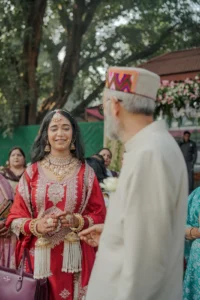 Bride and Groom Candid Portrait During Indian Wedding