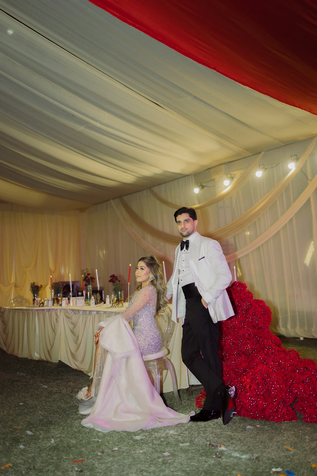 Bride and Groom During a Wedding Ceremony