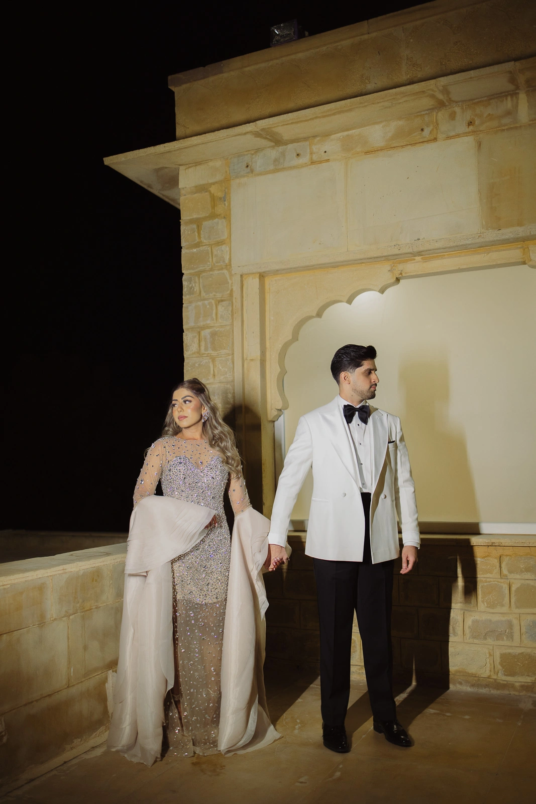 Bride and Groom Framed by a Heritage Doorway