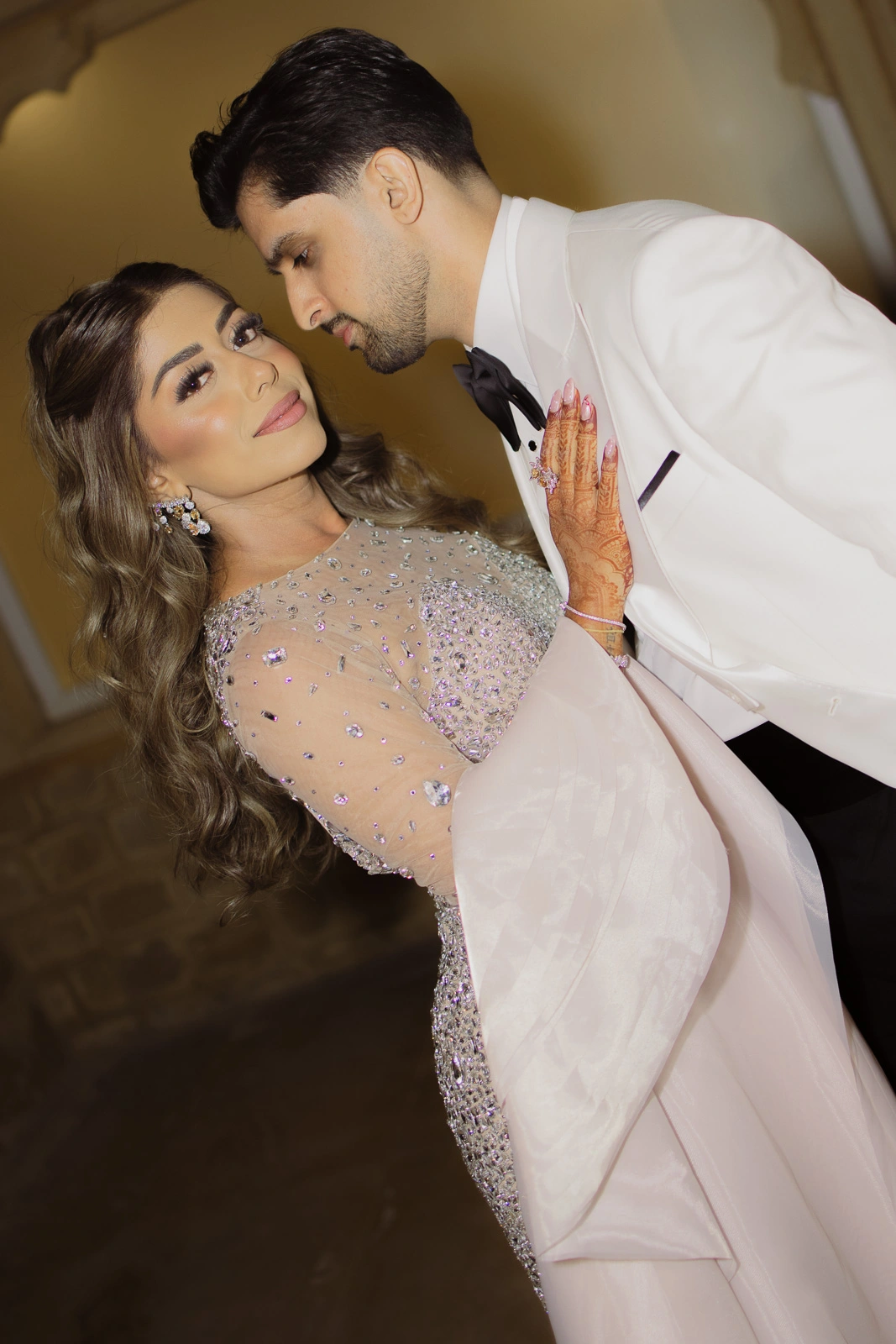 Bride and Groom Looking at Each Other