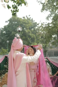 Bride and Groom Outdoor Wedding Portrait