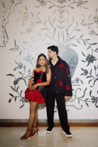 Bride and Groom Portrait in Casual Attire