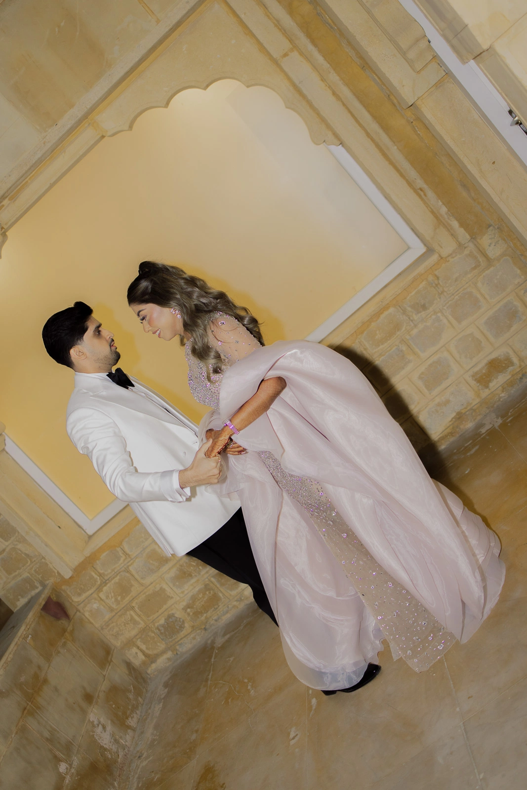 Bride and Groom Posing Together Indoors Jaisalmer