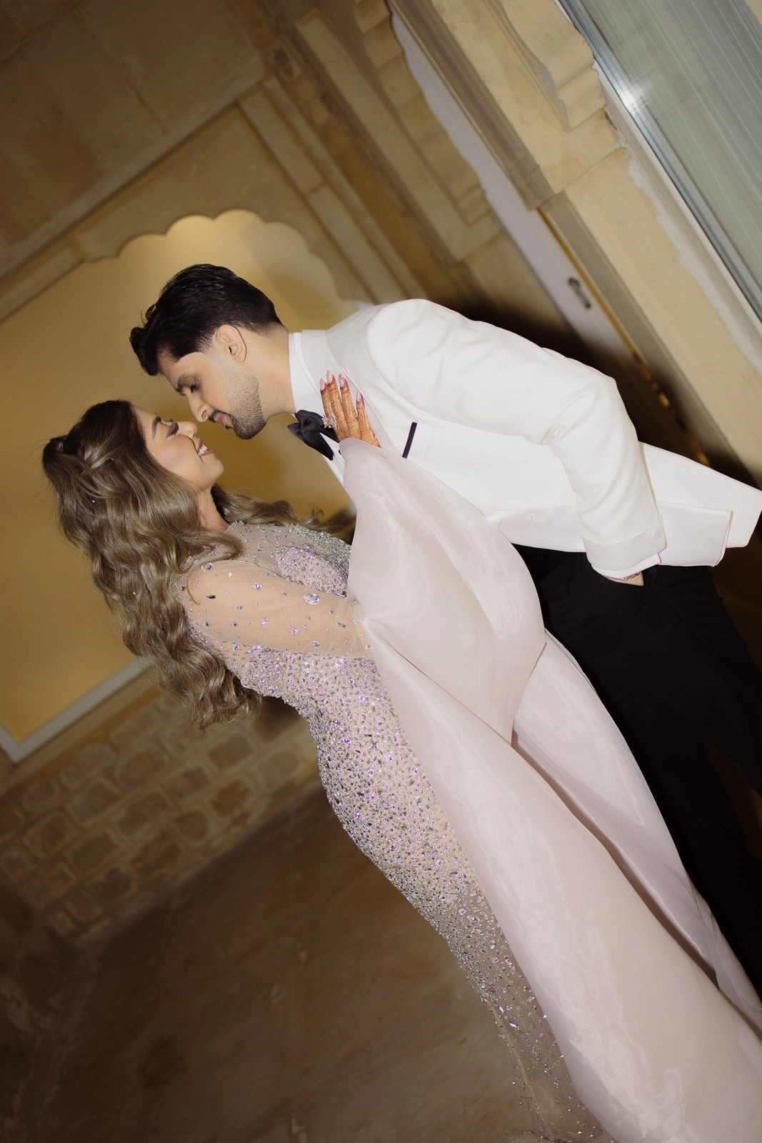 Bride and Groom Sharing a Close Moment