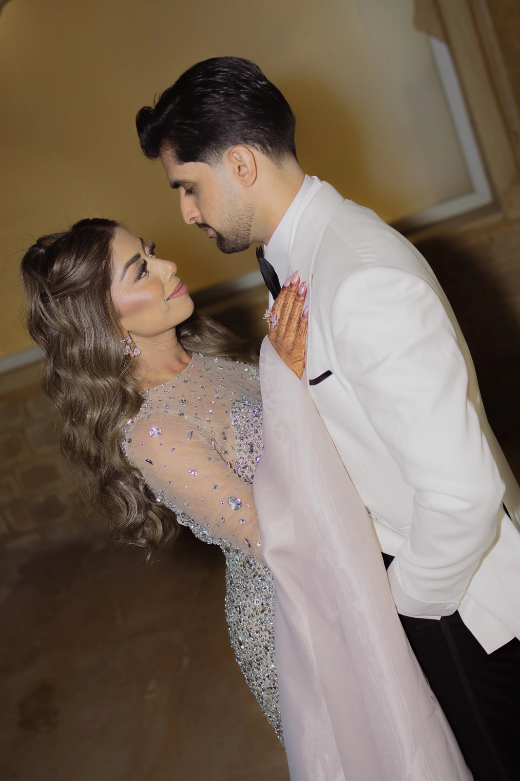 Bride and Groom Sharing a Quiet Moment