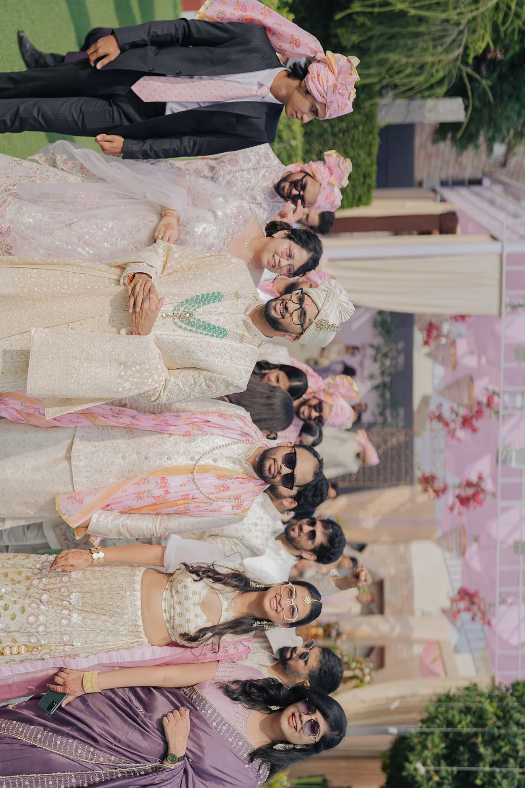 Bride and Groom Under Floral Decor