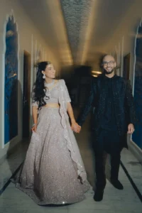 Bride and Groom Walking Together