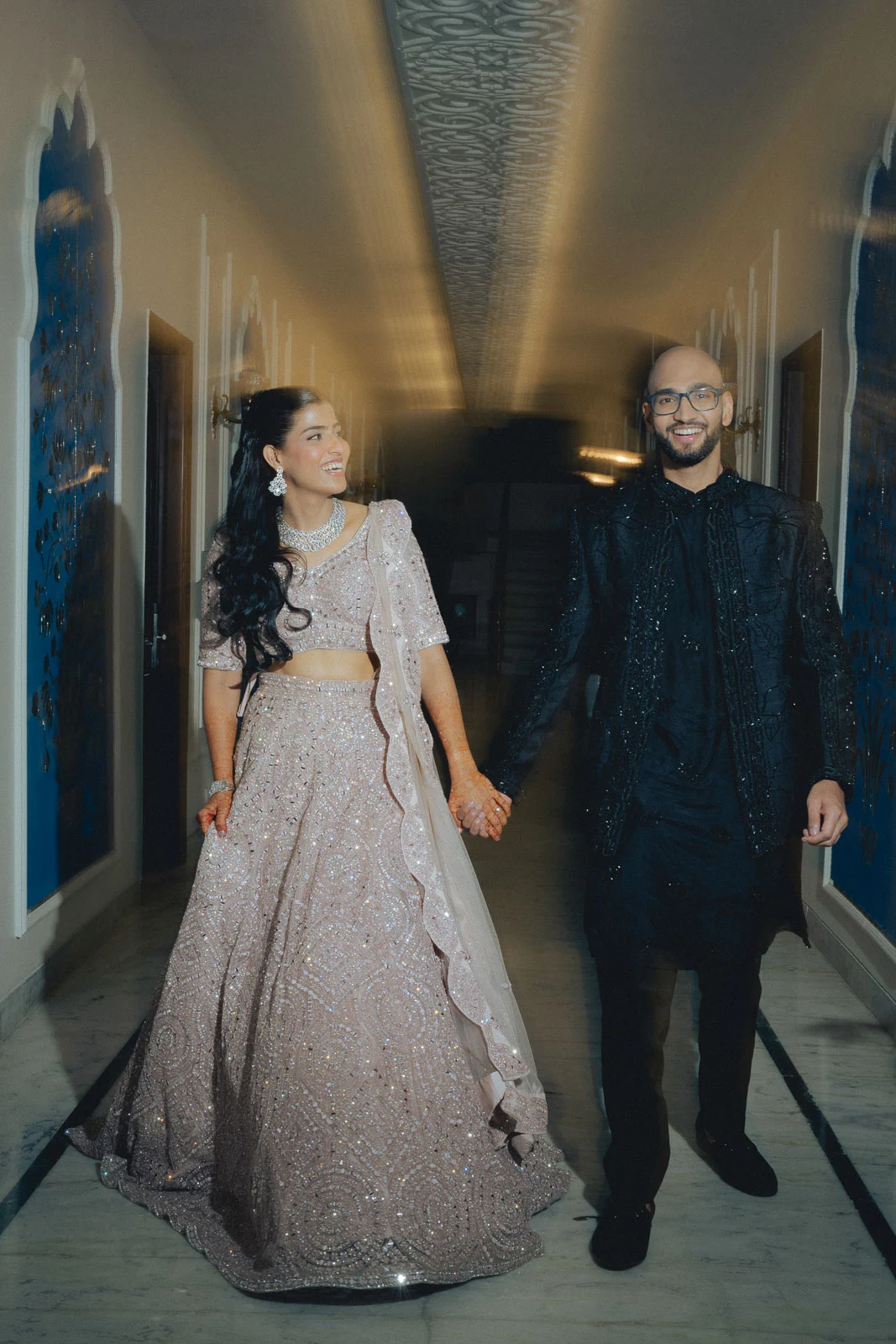 Bride and Groom Walking Together