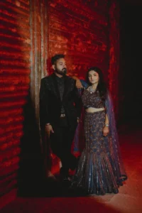 Bride and Groom in Red Wedding Attire