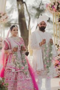 Bride in Pink Wedding Lehenga