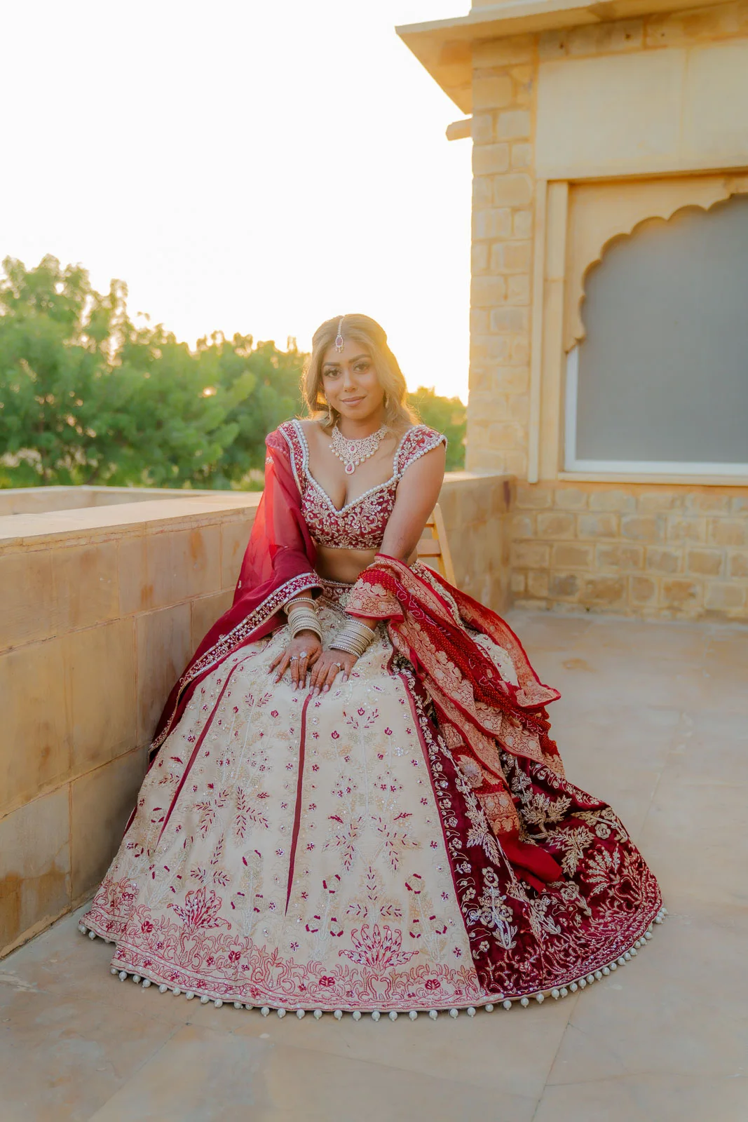 Bride in Red Wedding Lehenga