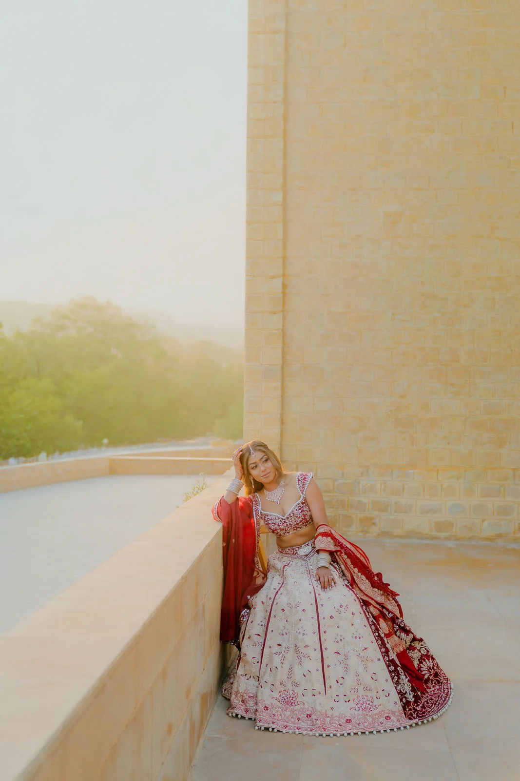 Bride in the Palace Courtyard sitting