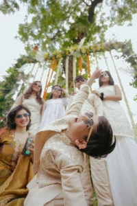 Candid Bride and Groom Moment Outdoors
