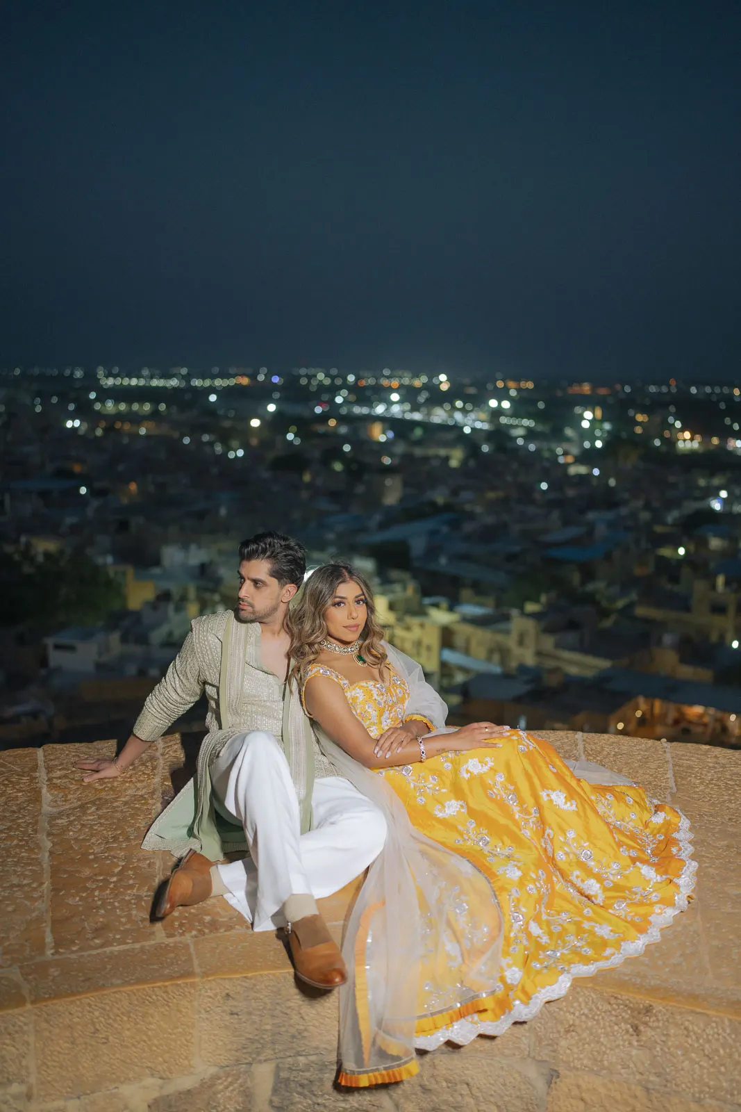 Cinematic Desert Couple Portrait in Jaisalmer