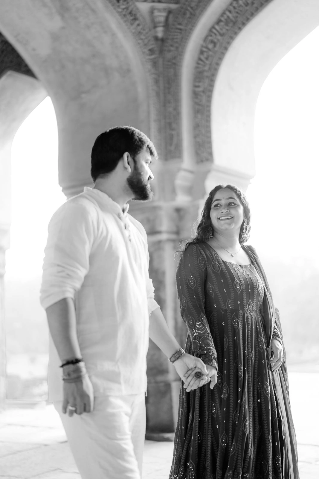 Classic Black and White Delhi Couple Portrait