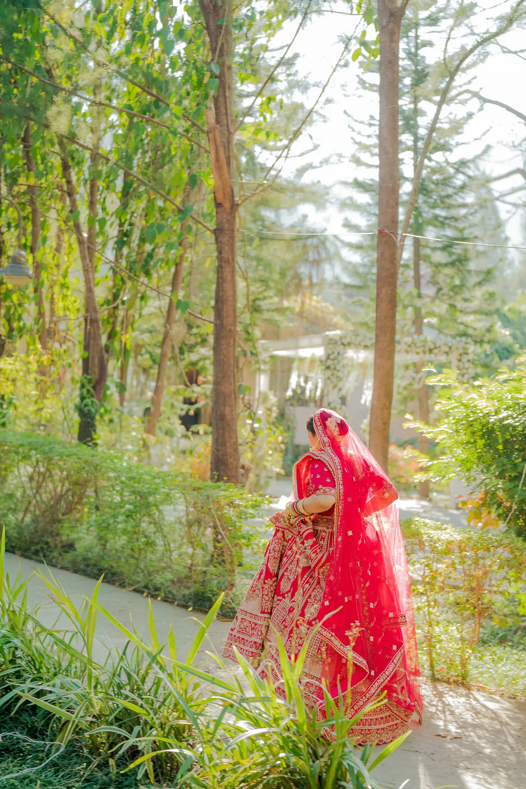 Colorful Bride Portrait in a Jim Corbett Garden