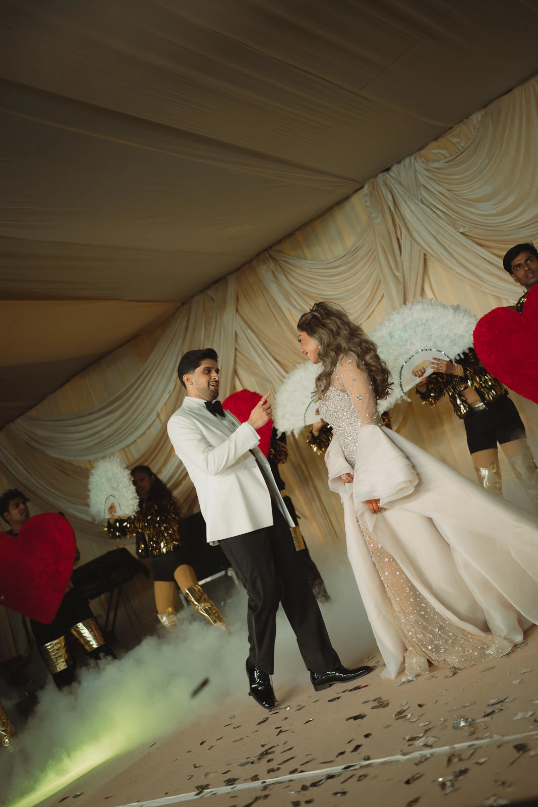 Couple Portrait During an Indoor Wedding Celebration