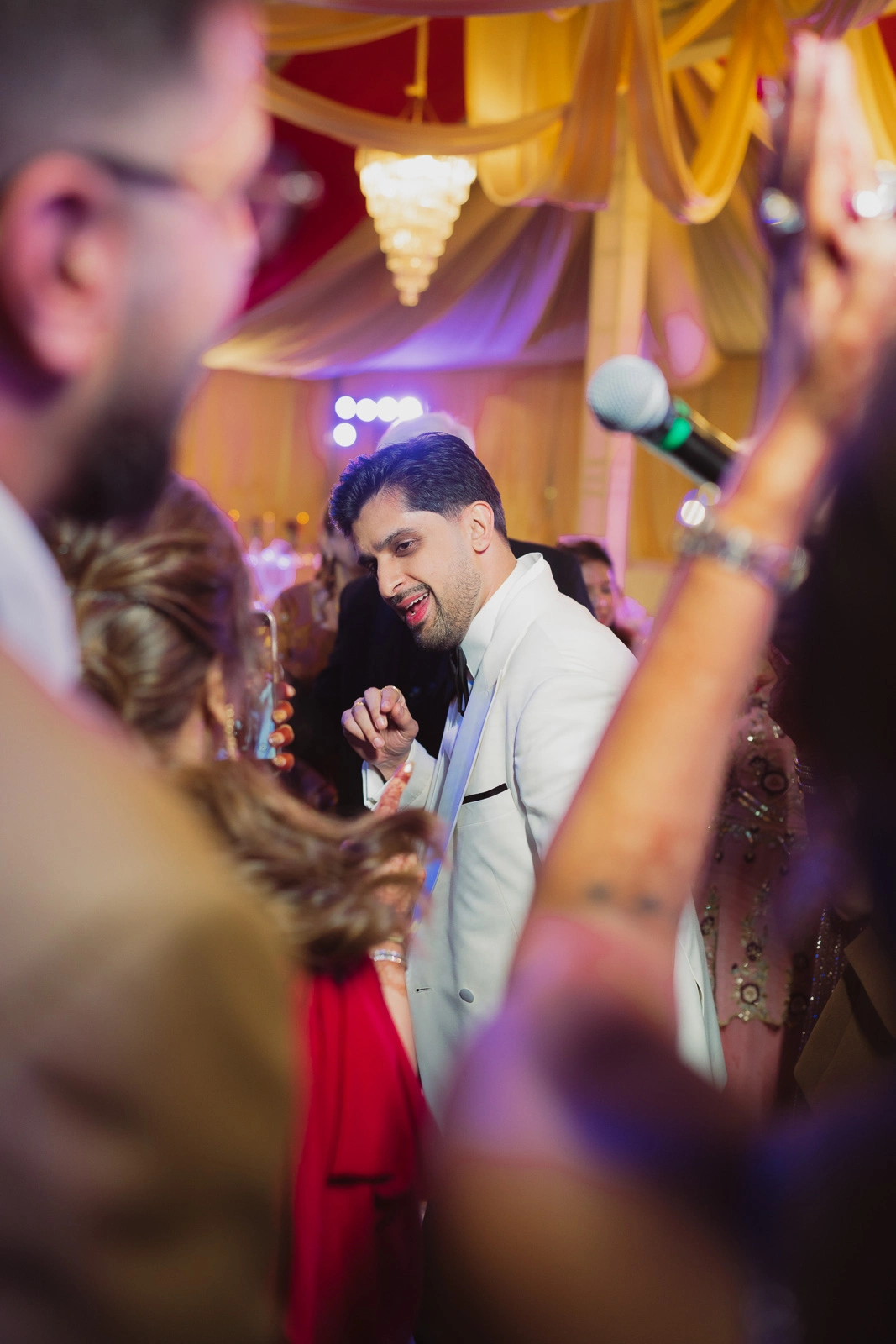 Couple and Guests Enjoying the Wedding Celebration