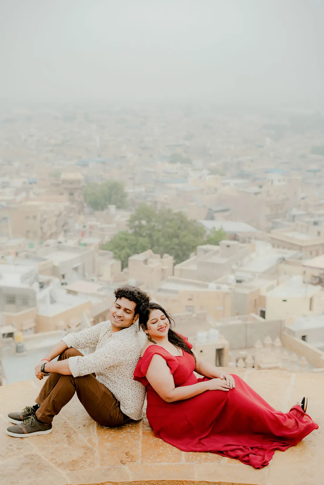 Dreamy Bridal Moment Among Golden Architecture