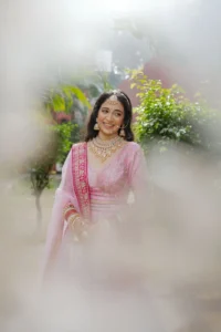Dreamy Bride Portrait in Pink Lehenga