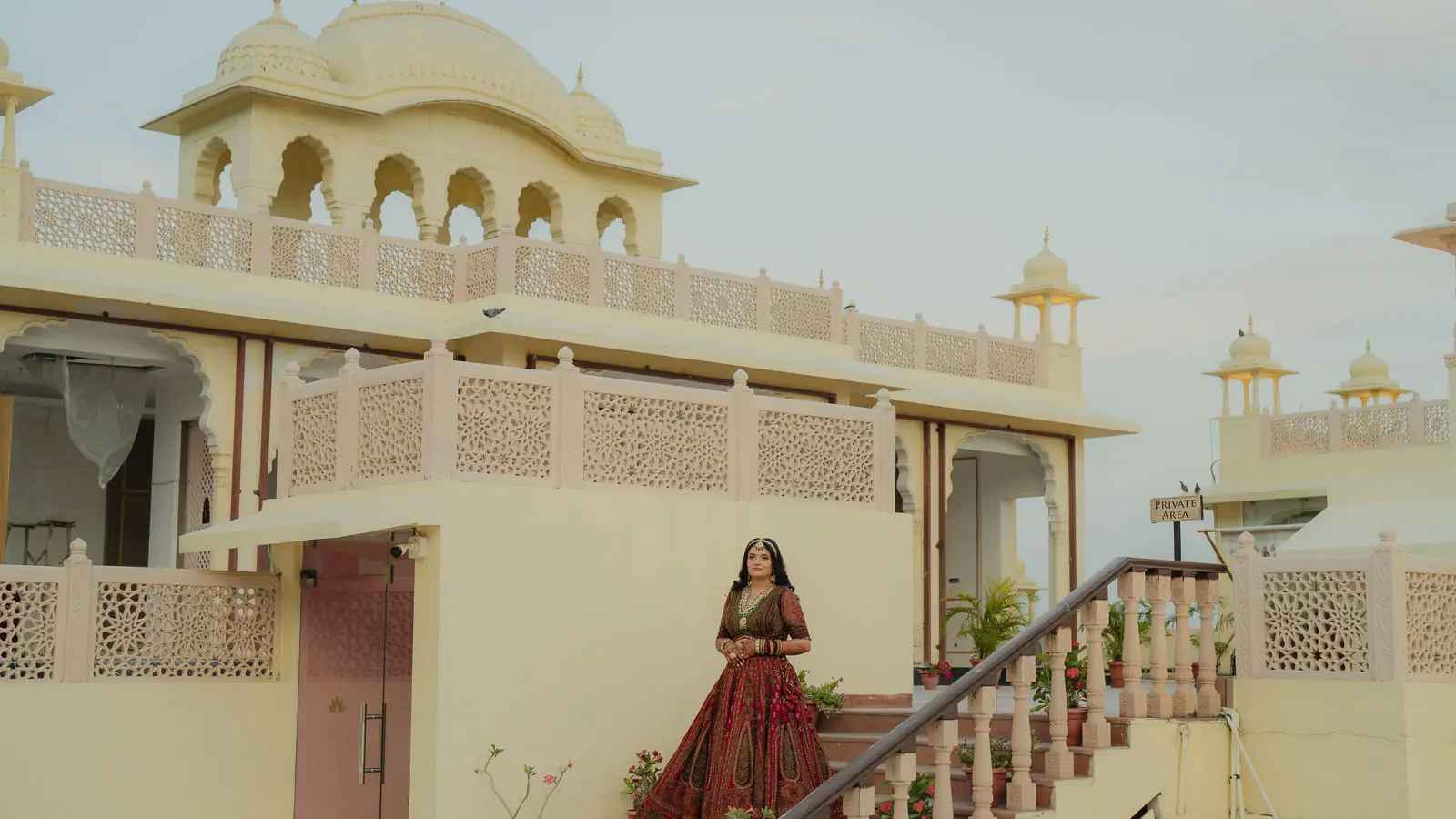 Elegant Bridal Portrait on a Palace Staircase