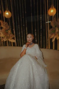 Elegant Bride Portrait Under Warm Reception Lights