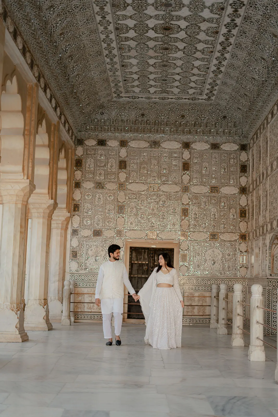 Elegant Couple Portrait in Jaipur Royal Architecture