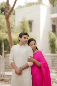 Elegant Couple Portrait in Traditional Wedding Attire