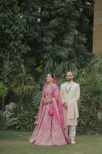 Elegant Couple Portrait in a Garden Setting